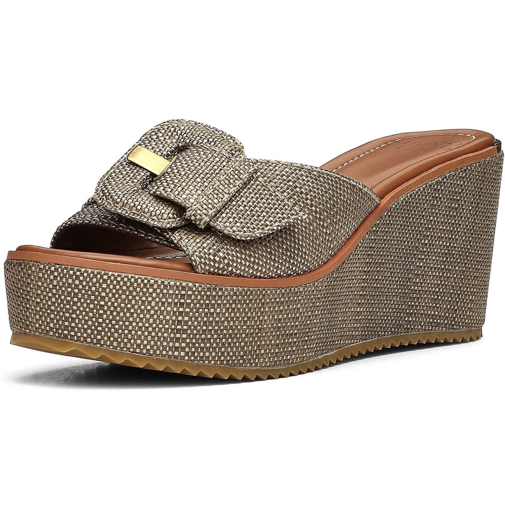 Donald J. Pliner Gold Wedge Slide Sandals